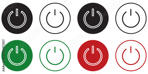 Collection of power button icons in different colors