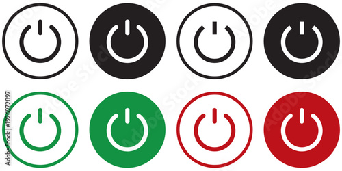 Collection of power button icons in different colors