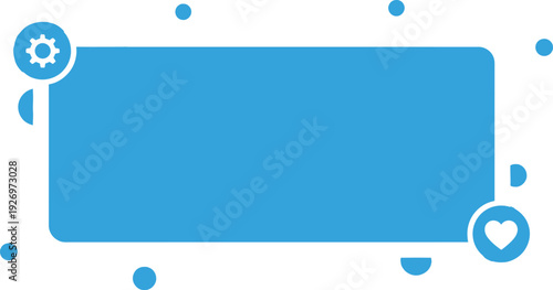 A blue and white vector graphic of a smartphone screen with settings and favorite icons