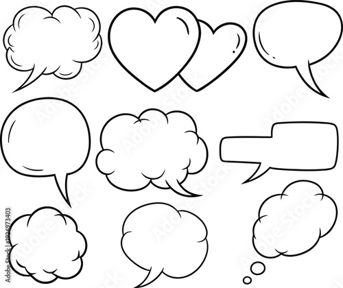 Speech bubbles and hearts illustration