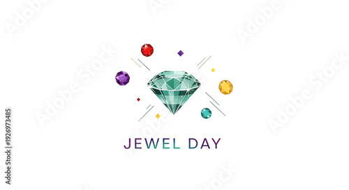Colorful Jewels and Diamond Graphic Design Element.