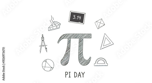 Pi Day Mathematical Symbols and Geometry.