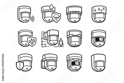 Icon sealed vector detector solid motion durable shell device installation smart outline