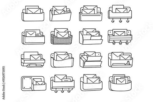 Modern outline comfort design mail icons vector interior icon contact smooth holder
