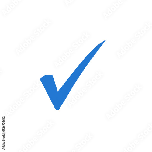 A large blue checkmark on a white background