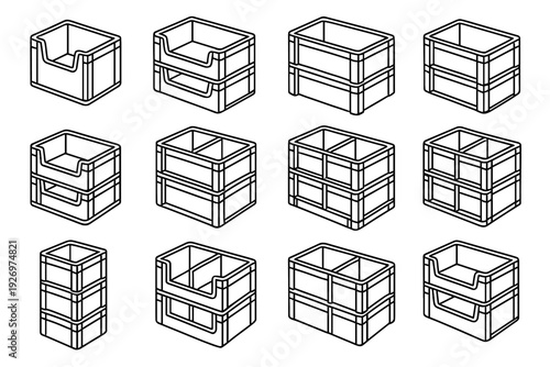Stackable modern icon icons interchangeable system vector organizer structural outline simple