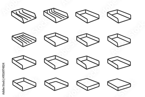 Set vector inner cavity document icon storage plastic drawer slim reinforced