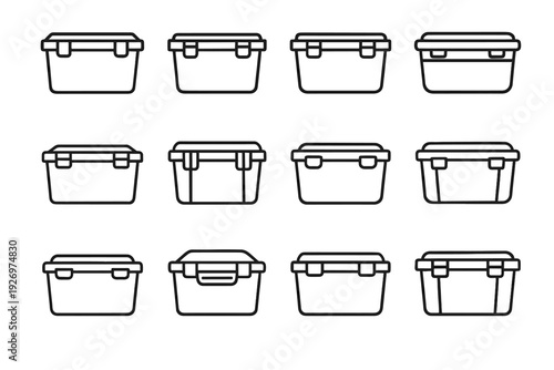 Icon clean box vector latching storage form lock portable modern geometry walls