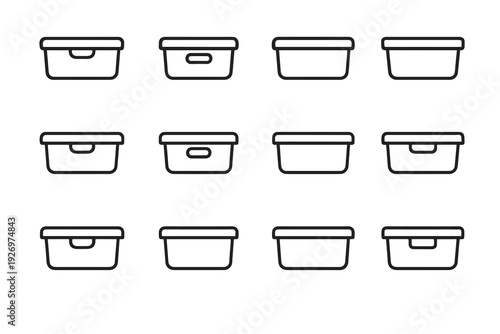 Outline box utility footprint geometry portable modern vector icon storage depth