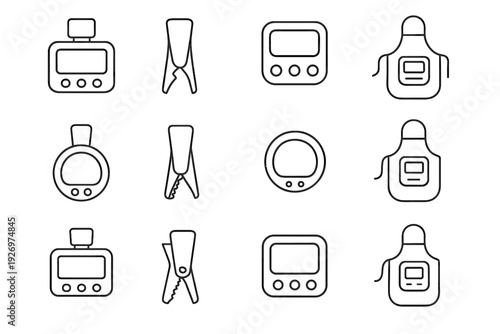 Digital recipe compact kitchen timer module icon vector tool silhouette spring