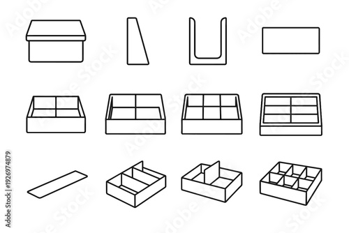 Separator drawer geometry icons silhouette icon lid outline vector element kitchen layout