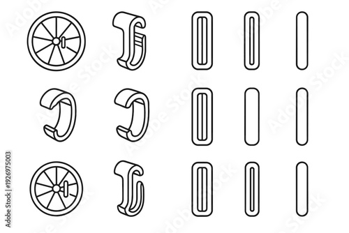 Vector material wheel icon clip grip internal visibility spoke bike simple form