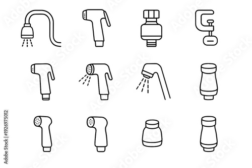 Sink holes sprayer ergonomic spray evenly modern geometry icon pressure portable vector