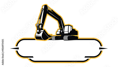Heavy machinery backhoe loader on a trailer for transportation or display