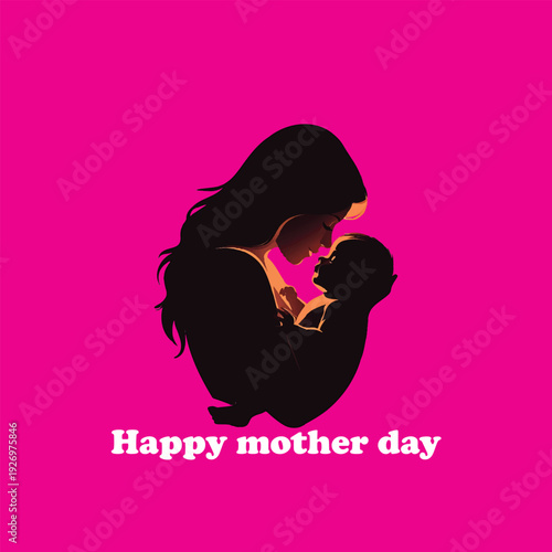 mother and baby happy mother day simple design.