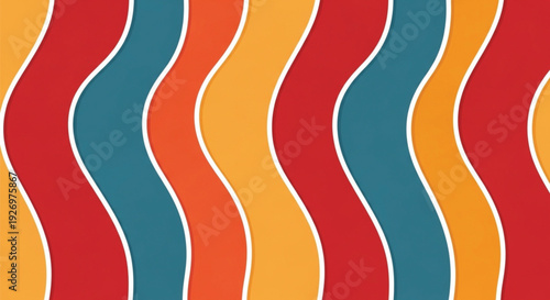 Retro Wavy Color Stripes Seamless Abstract Background Pattern