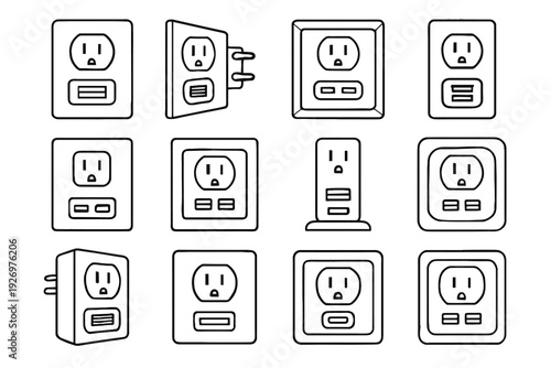 Wiring icon usb silhouette simple integrated vector device clean outlet wall