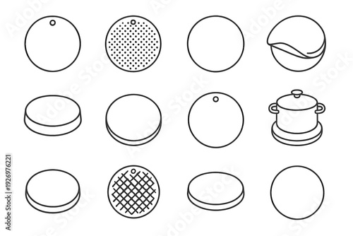 Rubber circular silicone cookware trivet vector icon pad grip round hot