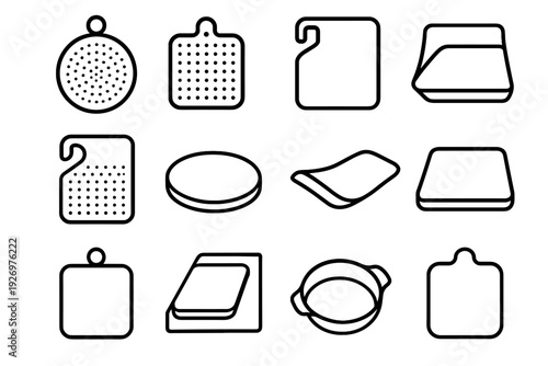 Feature functional geometry precise countertop minimalist loop vector trivet silicone form icon