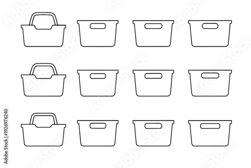 Alignment stackable modern basket body icons vector silhouette storage organizer grips icon