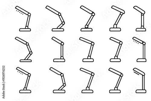Mechanism compact joints desk modern icon folding light vector lamp arm portable