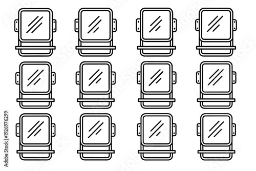 Mounting rack mirror plates vector industrial insert icon precise leveling icons rectangular