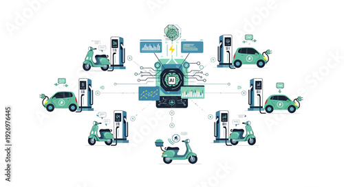 Electric Vehicles Charging Station Concept Illustration.