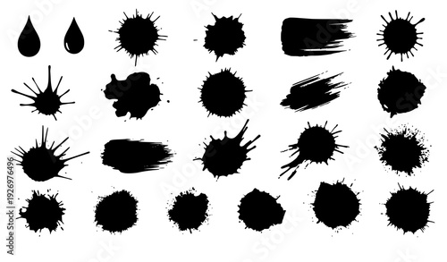 Abstract ink splashes and dirty blot shapes vector