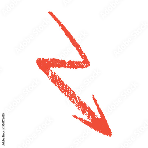 Crisis arrow vector icon. Red jagged down pointing crash symbol
