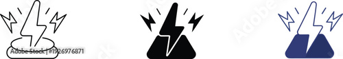 Three lightning bolt with different styles electricity