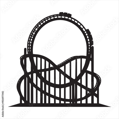 Roller coaster thrill vector silhouette  outline logo design concept illustration