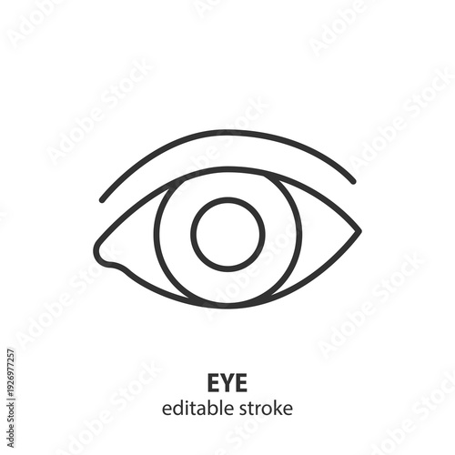 Eye line icon. Vision symbol with editable stroke. Human anatomy and medicine illustration for healthcare and ophthalmology concept. Vector illustration.