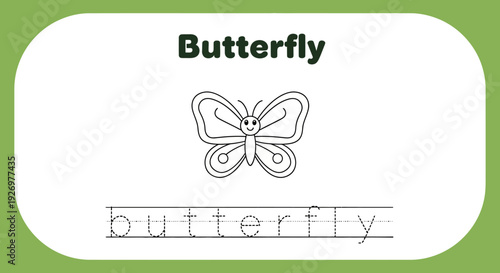 Butterfly tracing worksheet for kids