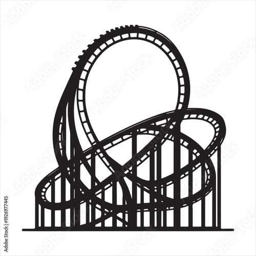 Roller coaster thrill vector silhouette  outline logo design concept illustration