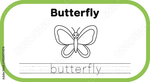 Butterfly tracing worksheet for kids