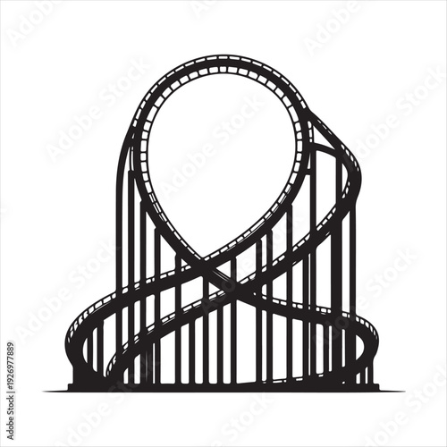 Roller coaster thrill vector silhouette  outline logo design concept illustration