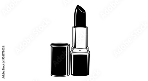 Elegant black lipstick with open cap, perfect for beauty and makeup.