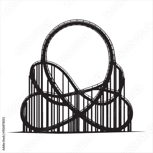 Roller coaster thrill vector silhouette  outline logo design concept illustration
