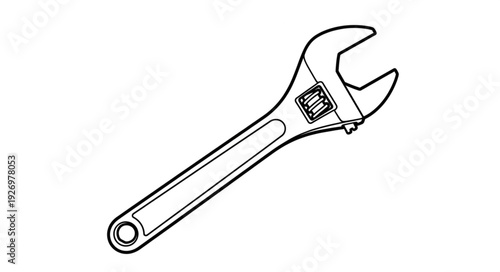 Adjustable wrench tool isolated on white background, perfect for repair work.