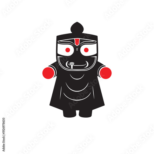 Black silhouette of Lord Jagannath Hindu God vector art