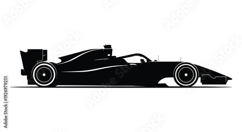 A sleek black formula one race car shown in profile a dramatic and iconic silhouette high quality professional detailed modern elegant