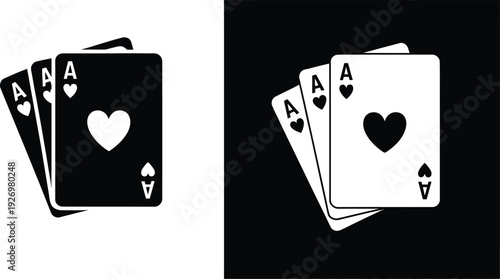 Three aces playing cards black and white