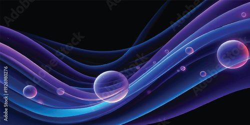 3d rendered illustration of a human brain on an abstract background featuring purple energy waves and smooth flowing blue fractal lines with a dynamic smoke texture and motion design