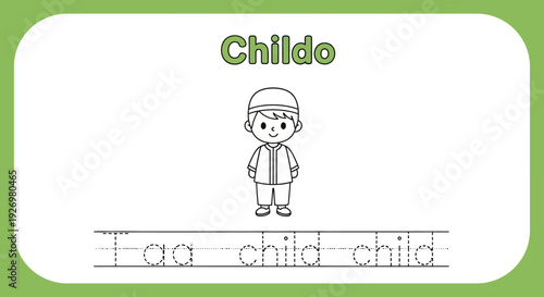 Childo tracing worksheet for kids, educational activity