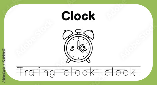 Clock tracing worksheet for kids, time learning