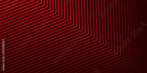 Red arrows background. Abstract triangle gradient wallpaper. Repeated arrow stripes backdrop for flyer, banner, poster, presentation. Thin to thick linear game or sport texture. Vector masculine bg