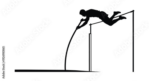 A dynamic illustration of an athlete clearing a high jump bar rendered as a striking silhouette high quality professional detailed modern