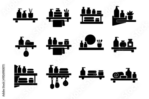 Wall icon interior icons bathroom minimalist vector object element storage refined decor