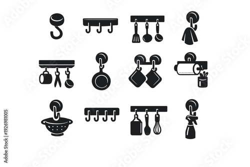 Simple organizer solid image space hanging hook kitchen vector utility generation storage