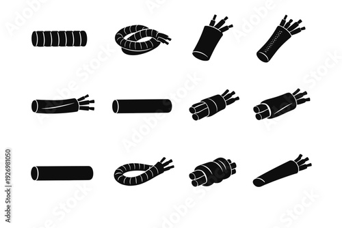 Vector smooth shape icon simple image generation protection cylindrical sleeve cable grouping